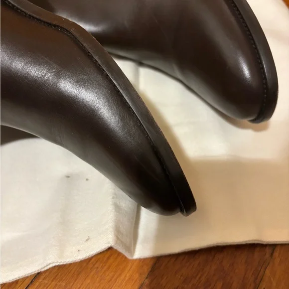 EUC BANANA REPUBLIC Brown Leather Riding Boots with Gold Buckle - Picture 8 of 8
